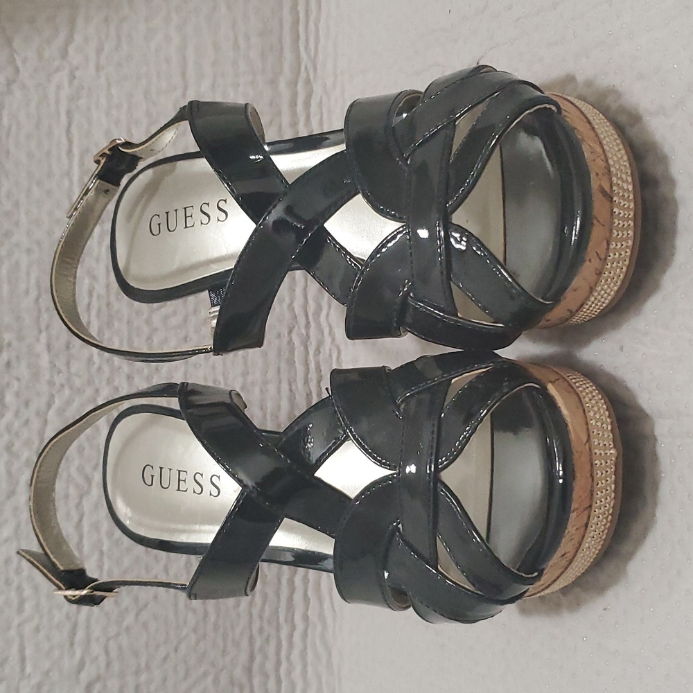 Black Wedge Sandals - Picture 2 of 4